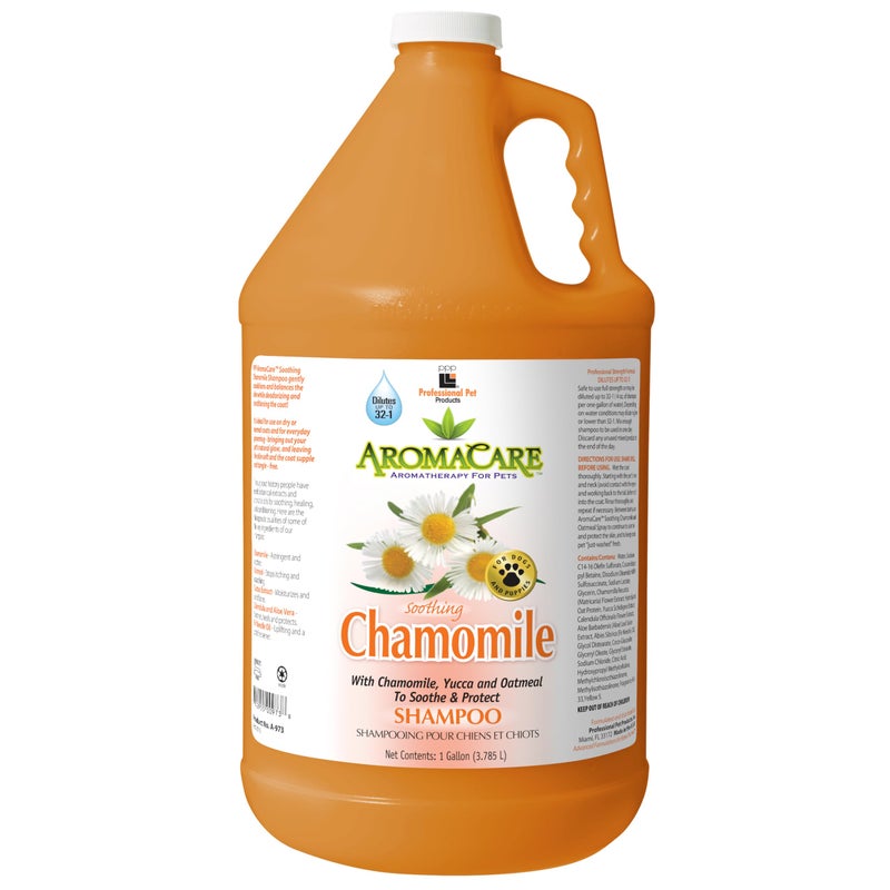 PPP AromaCare Chamomile Shampoo for Dogs with Sensitive Skin - Nourishes & Moisturizes Fur & Coat - Chamomile & Oatmeal - 1 Gallon